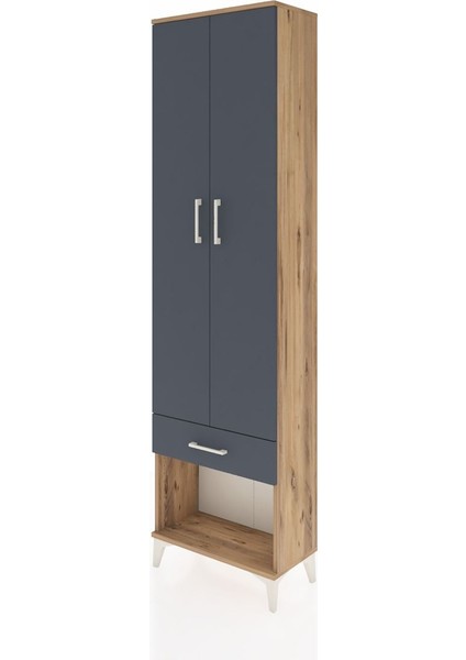 Arges Dolap 4 Raflı Tek Çekmeceli 2 Kapaklı 60X30X221 Çam-Antrasit modelleri