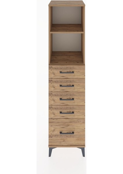 Hyperion Dolap 2 Raflı 5 Çekmeceli 44X44X182 Çam-Çam