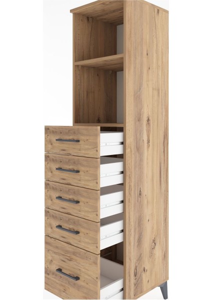 Hyperion Dolap 2 Raflı 5 Çekmeceli 44X44X182 Çam-Çam indirimleri