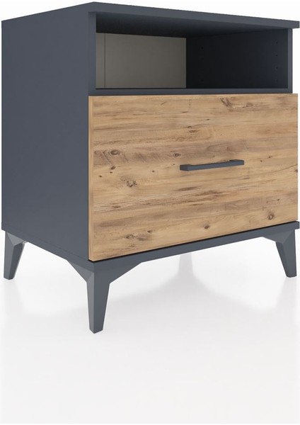 Hyperion Komodin Tek Raflı Tek Çekmeceli 60X44X64 Antrasit-Çam fiyatları