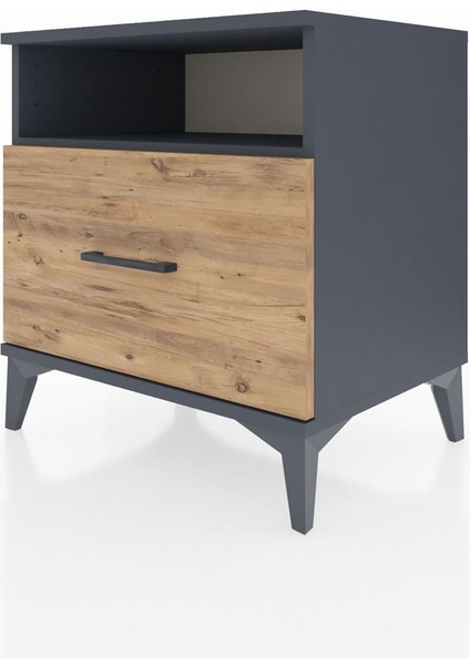 Hyperion Komodin Tek Raflı Tek Çekmeceli 60X44X64 Antrasit-Çam modelleri