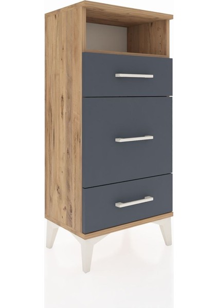 Arges Komodin Tek Raflı 3 Çekmeceli 44X30X96 Çam-Antrasit fiyatları