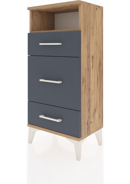 Arges Komodin Tek Raflı 3 Çekmeceli 44X30X96 Çam-Antrasit modelleri