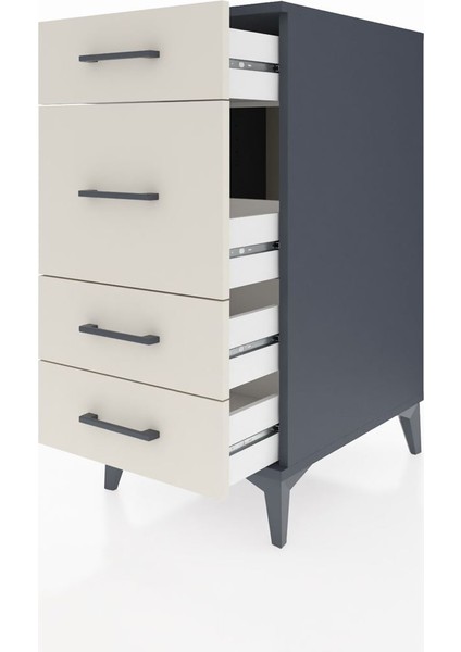 Kronos Komodin 4 Çekmeceli 44X59X96 Antrasit-Aytaşı fırsatları
