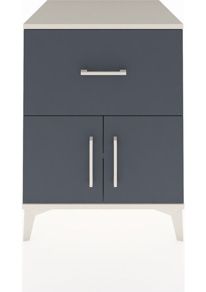 Kronos Komodin Tek Raflı Tek Çekmeceli 2 Kapaklı 60X59X80 Aytaşı-Antrasit