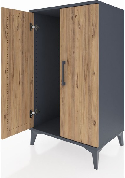 Hyperion Komodin 2 Kapaklı 60X44X106 Antrasit-Çam fırsatları