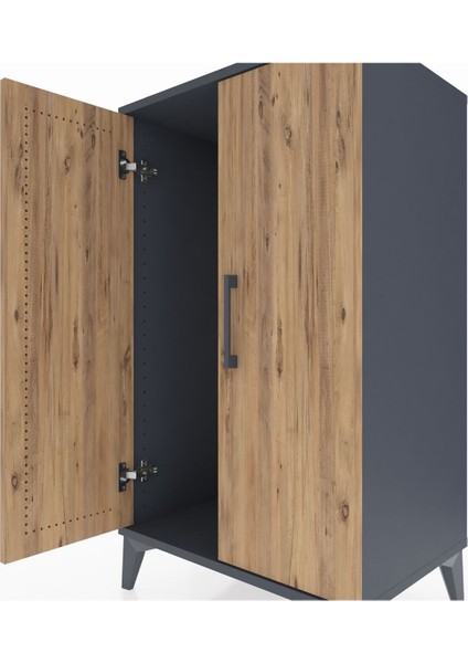 Hyperion Komodin 2 Kapaklı 60X44X106 Antrasit-Çam indirimleri