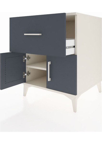 Kronos Komodin Tek Raflı Tek Çekmeceli 2 Kapaklı 60X59X80 Aytaşı-Antrasit fırsatları