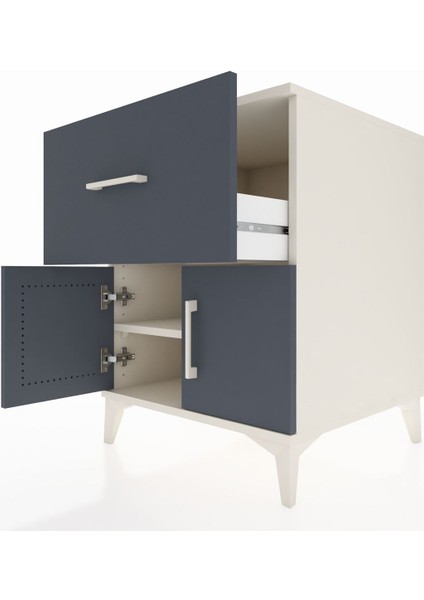 Kronos Komodin Tek Raflı Tek Çekmeceli 2 Kapaklı 60X59X80 Aytaşı-Antrasit indirimleri