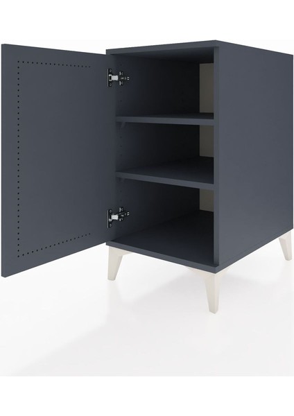 Kronos Komodin 2 Raflı Tek Kapaklı 44X59X80 Antrasit-Antrasit fırsatları