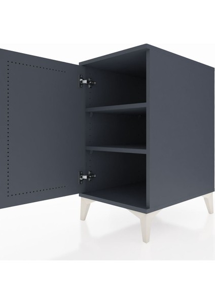 Kronos Komodin 2 Raflı Tek Kapaklı 44X59X80 Antrasit-Antrasit indirimleri