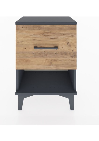 Arges Komodin Tek Çekmeceli 44X30X64 Antrasit-Çam