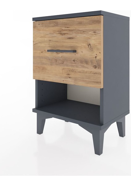 Arges Komodin Tek Çekmeceli 44X30X64 Antrasit-Çam modelleri