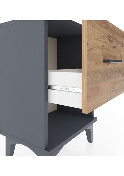 Arges Komodin Tek Çekmeceli 44X30X64 Antrasit-Çam indirimleri