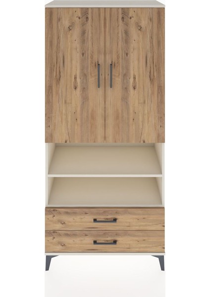 Hyperion Dolap 3 Raflı 2 Çekmeceli Tek Askılı 88X44X195 Aytaşı-Çam