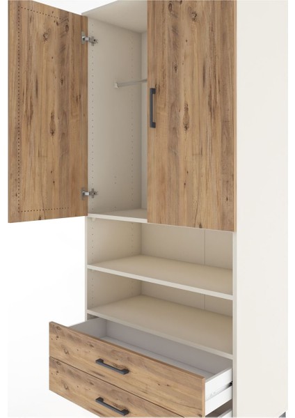 Hyperion Dolap 3 Raflı 2 Çekmeceli Tek Askılı 88X44X195 Aytaşı-Çam indirimleri