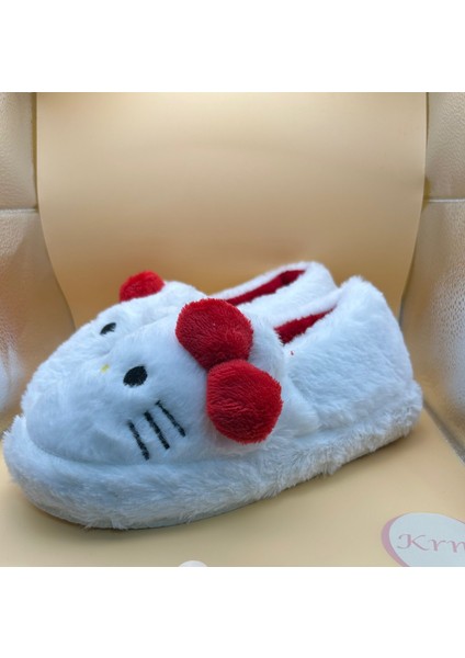 Sevimli Kedi Desenli Kurdeleli Peluş Panduf fiyatları