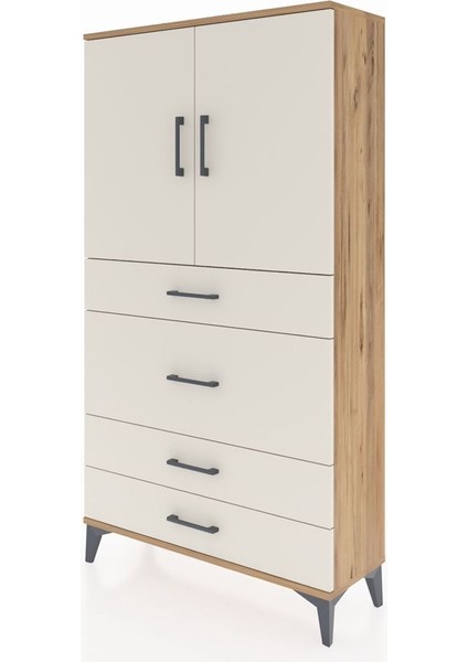 Arges Dolap 3 Raflı 4 Çekmeceli 2 Kapaklı 88X30X163 Çam-Aytaşı modelleri