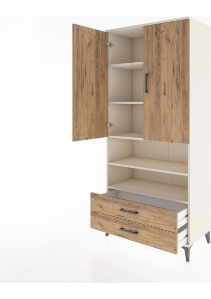 Hyperion Dolap 5 Raflı 2 Çekmeceli 2 Kapaklı 88X44X195 Aytaşı-Çam fırsatları