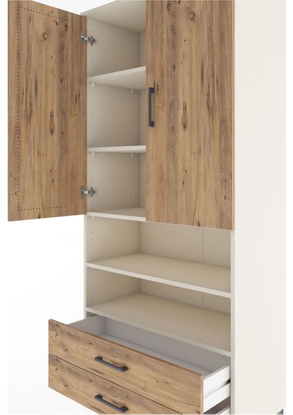 Hyperion Dolap 5 Raflı 2 Çekmeceli 2 Kapaklı 88X44X195 Aytaşı-Çam indirimleri