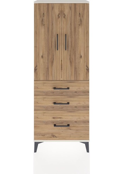 Arges Dolap 3 Raflı 3 Çekmeceli 2 Kapaklı 60X30X163 Aytaşı-Çam