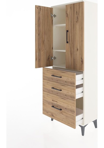 Arges Dolap 3 Raflı 3 Çekmeceli 2 Kapaklı 60X30X163 Aytaşı-Çam fırsatları
