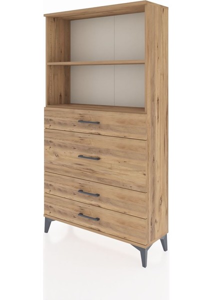 Arges Dolap 2 Raflı 4 Çekmeceli 88X30X163 Çam-Çam modelleri