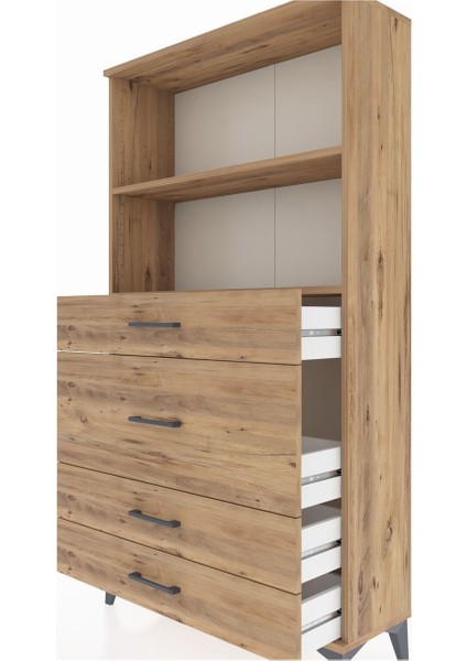 Arges Dolap 2 Raflı 4 Çekmeceli 88X30X163 Çam-Çam indirimleri