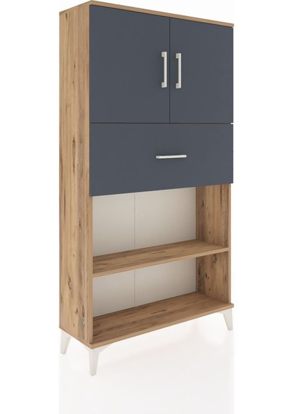 Arges Dolap 3 Raflı Tek Çekmeceli 2 Kapaklı 88X30X163 Çam-Antrasit fiyatları