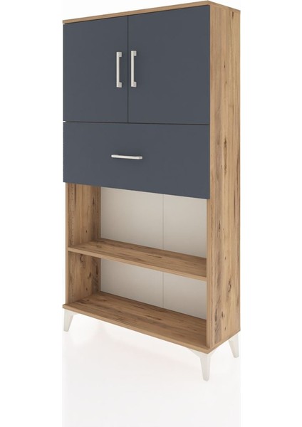 Arges Dolap 3 Raflı Tek Çekmeceli 2 Kapaklı 88X30X163 Çam-Antrasit modelleri