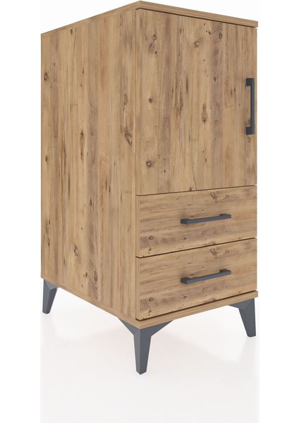 Kronos Komodin 2 Raflı 2 Çekmeceli Tek Kapaklı 44X59X96 Çam-Çam fiyatları