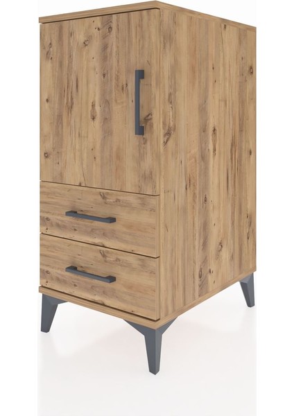 Kronos Komodin 2 Raflı 2 Çekmeceli Tek Kapaklı 44X59X96 Çam-Çam modelleri