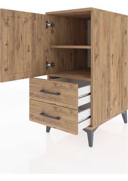 Kronos Komodin 2 Raflı 2 Çekmeceli Tek Kapaklı 44X59X96 Çam-Çam fırsatları