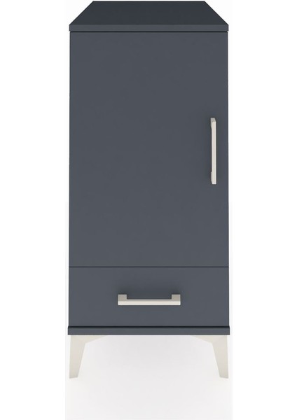 Kronos Komodin 3 Raflı Tek Çekmeceli Tek Kapaklı 44X59X96 Antrasit-Antrasit