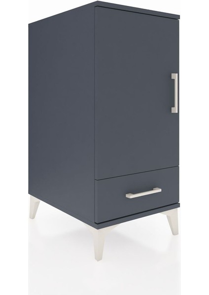 Kronos Komodin 3 Raflı Tek Çekmeceli Tek Kapaklı 44X59X96 Antrasit-Antrasit fiyatları