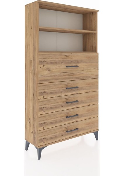 Arges Dolap 2 Raflı 5 Çekmeceli 88X30X163 Çam-Çam fiyatları