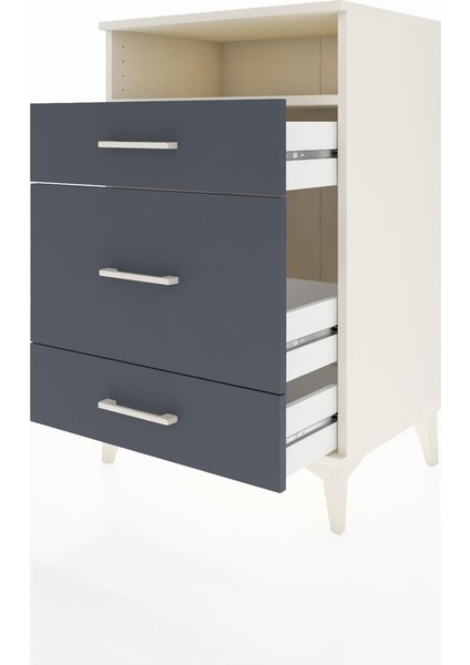 Hyperion Komodin Tek Raflı 3 Çekmeceli 60X44X96 Aytaşı-Antrasit fırsatları