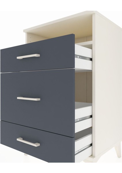 Hyperion Komodin Tek Raflı 3 Çekmeceli 60X44X96 Aytaşı-Antrasit indirimleri