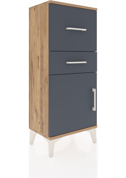 Arges Komodin Tek Raflı 2 Çekmeceli Tek Kapaklı 44X30X106 Çam-Antrasit fiyatları