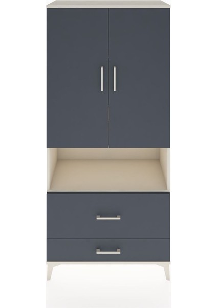 Hyperion Dolap 4 Raflı 2 Çekmeceli 2 Kapaklı 88X44X195 Aytaşı-Antrasit
