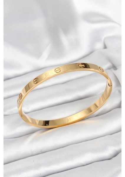 316L Çelik Gold Renk 65 mm Kadın Kelepçe Bileklik - Lisinya