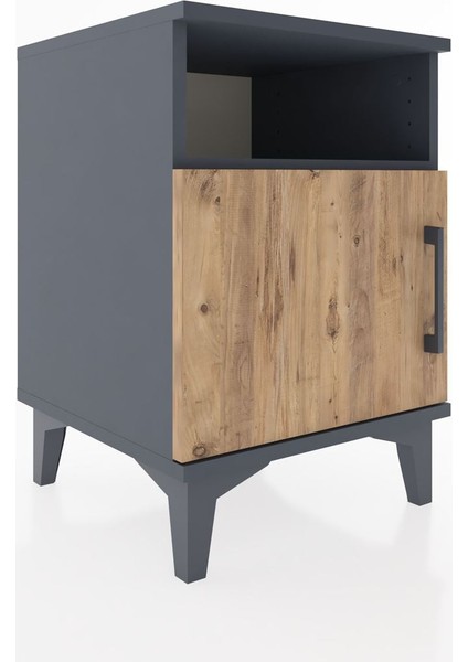 Hyperion Komodin Tek Raflı Tek Kapaklı 44X44X64 Antrasit-Çam fiyatları