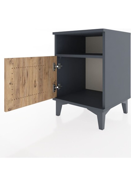 Hyperion Komodin Tek Raflı Tek Kapaklı 44X44X64 Antrasit-Çam fırsatları