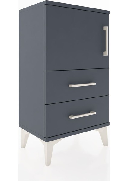 Arges Komodin 2 Raflı 2 Çekmeceli Tek Kapaklı 44X30X80 Antrasit-Antrasit modelleri