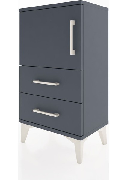 Arges Komodin 2 Raflı 2 Çekmeceli Tek Kapaklı 44X30X80 Antrasit-Antrasit indirimleri