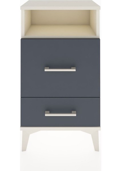 Arges Komodin Tek Raflı 2 Çekmeceli 44X30X80 Aytaşı-Antrasit
