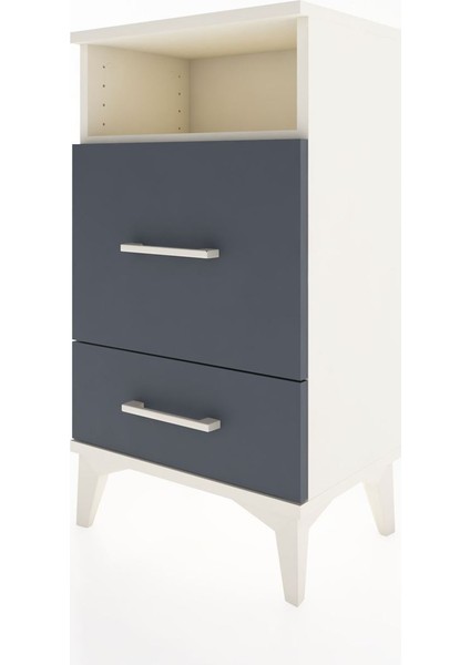 Arges Komodin Tek Raflı 2 Çekmeceli 44X30X80 Aytaşı-Antrasit indirimleri