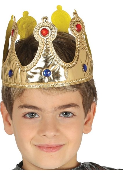 Altın Renk Kumaş Malzemeden Imal Yetişkin ve Çocuk Kral Tacı 55 cm (4172)
