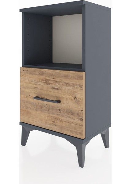 Arges Komodin Tek Raflı Tek Çekmeceli 44X30X80 Antrasit-Çam indirimleri