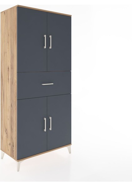 Hyperion Dolap 4 Raflı Tek Çekmeceli 4 Kapaklı 88X44X195 Çam-Antrasit fiyatları